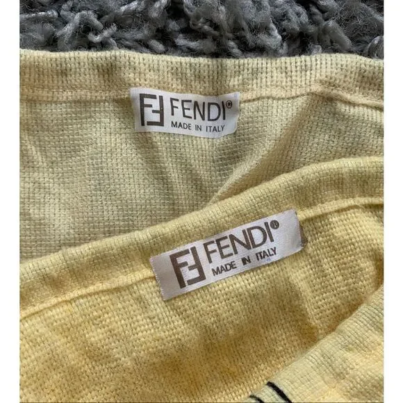 2 FENDI Vintage Yellow Logo Drawstring Dust Bag purse shoe cover LOT - Picture 8 of 8